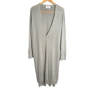 STANDARD | Gray Lightweight Linen Long Line Boyfriend Duster Cardigan Sweater OS